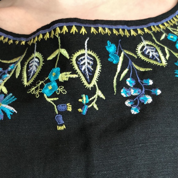 Coldwater Creek blue/black embroidered top - Picture 2 of 8